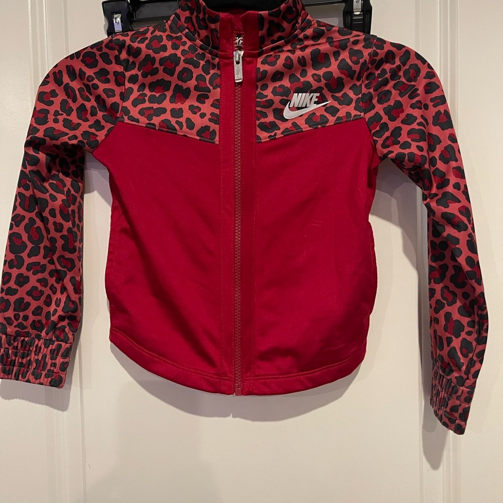 Nike Red Leopard Print Girls' Zip-Up Jacket